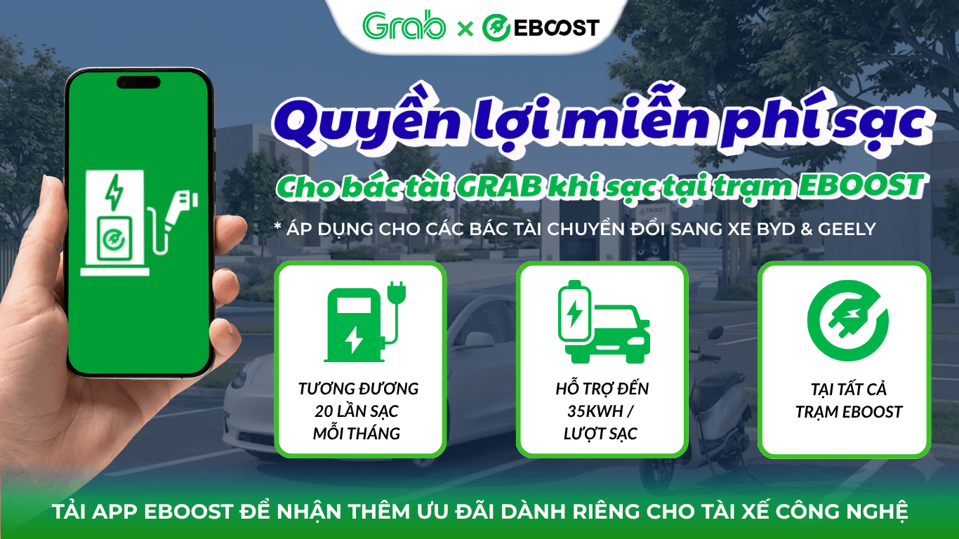 Quyền Lợi Miễn Phí Sạc Xe Dành Cho Đối Tác Tài Xế Mua Xe BYD Hoặc Geely Và Hoạt Động Cùng GRAB Từ 07/09/2026 - 31/12/2026