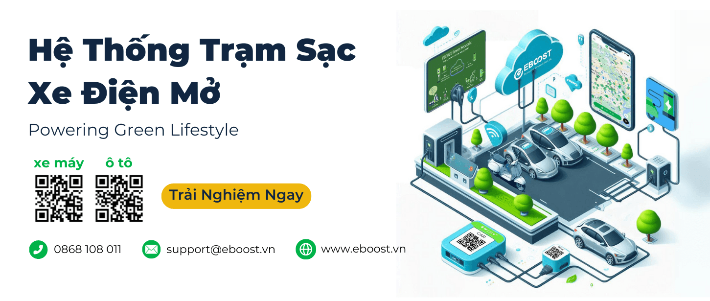 Sạc Xe Điện Tại Nhà và Sạc Công Cộng với EBOOST - Giải Pháp Sạc Xe Điện