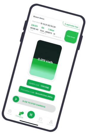 EBOOST app – charging screen